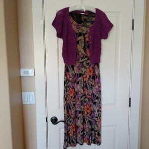 Amanda vibrant tropical print sleeveless maxi tank dress sz M